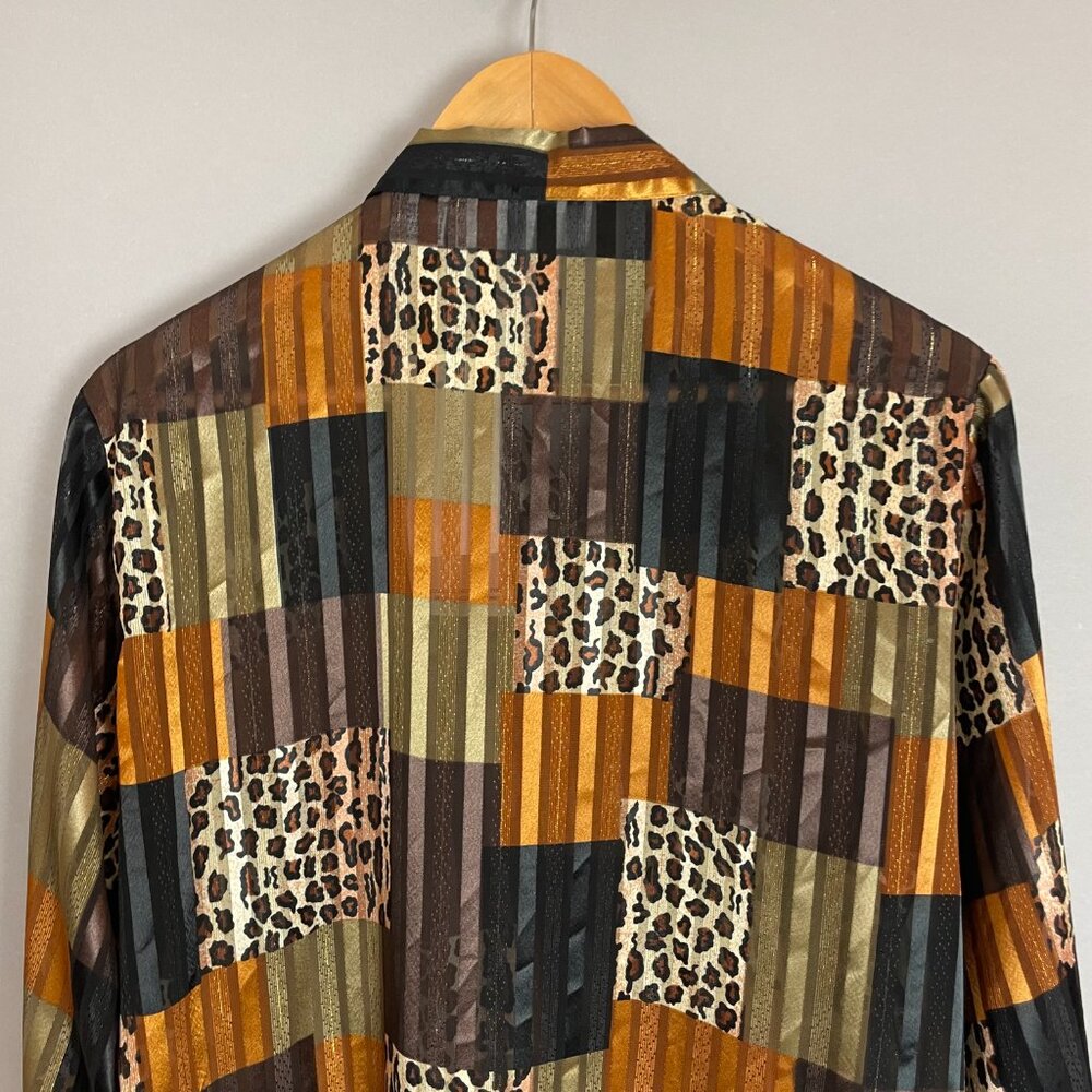 Vintage NWT Nordstrom Deadstock Top Animal Print Women Semi-Sheer Leopard Blouse - Picture 8 of 12